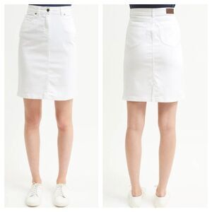 Saint James Jeans Elfy Denim Skirt White High Rise Stretch Pencil Women's 4